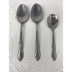 Rogers Oneida FENWAY Dream Glossy Stainless Set 2 Tablespoons & Sugar Spoon